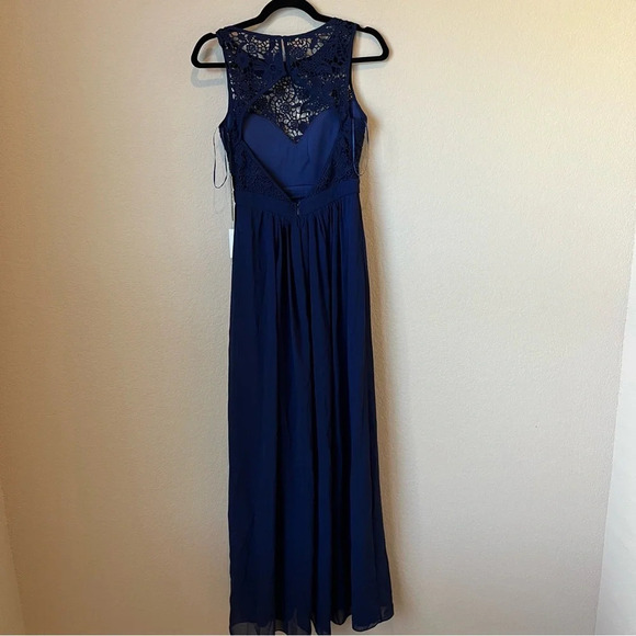 Lulus So Far Gown Navy Blue Lace Maxi Dress - Picture 9 of 10